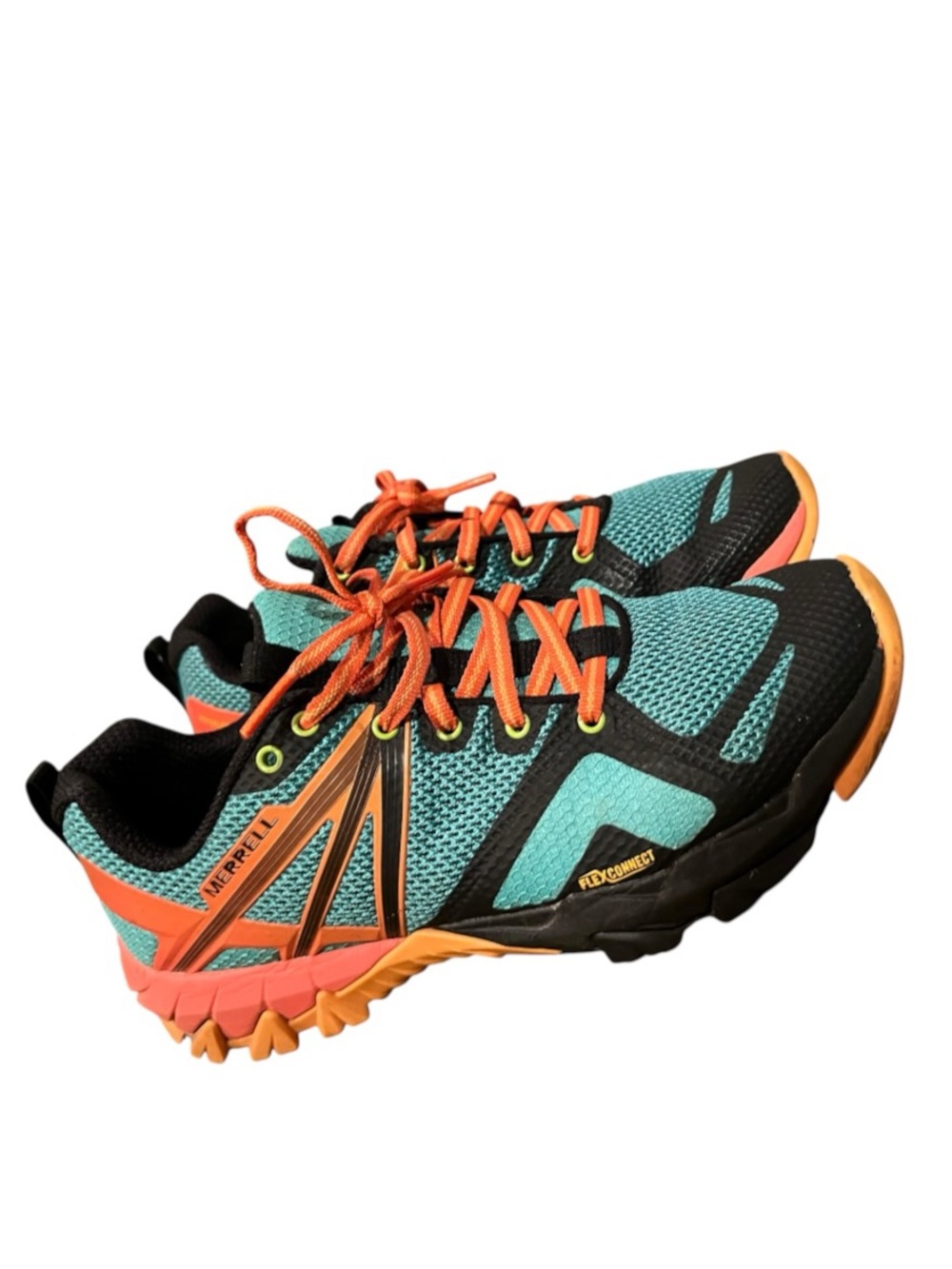 Merrell Women's MQM FLEX GTX Teal and Orange Trail 7 Excellent Condition